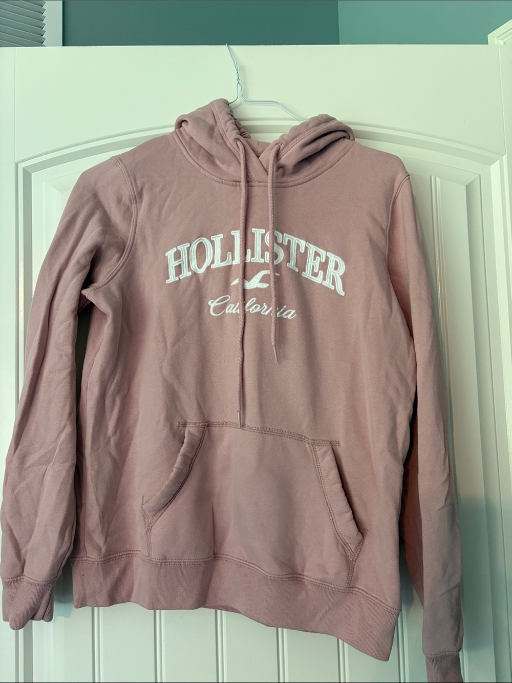 Hollister Pale Pink Pullover Hoodie with Logo Tag